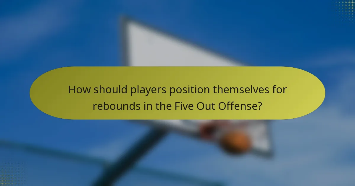 How should players position themselves for rebounds in the Five Out Offense?