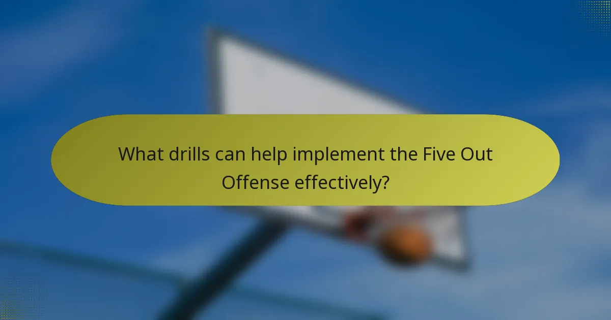 What drills can help implement the Five Out Offense effectively?
